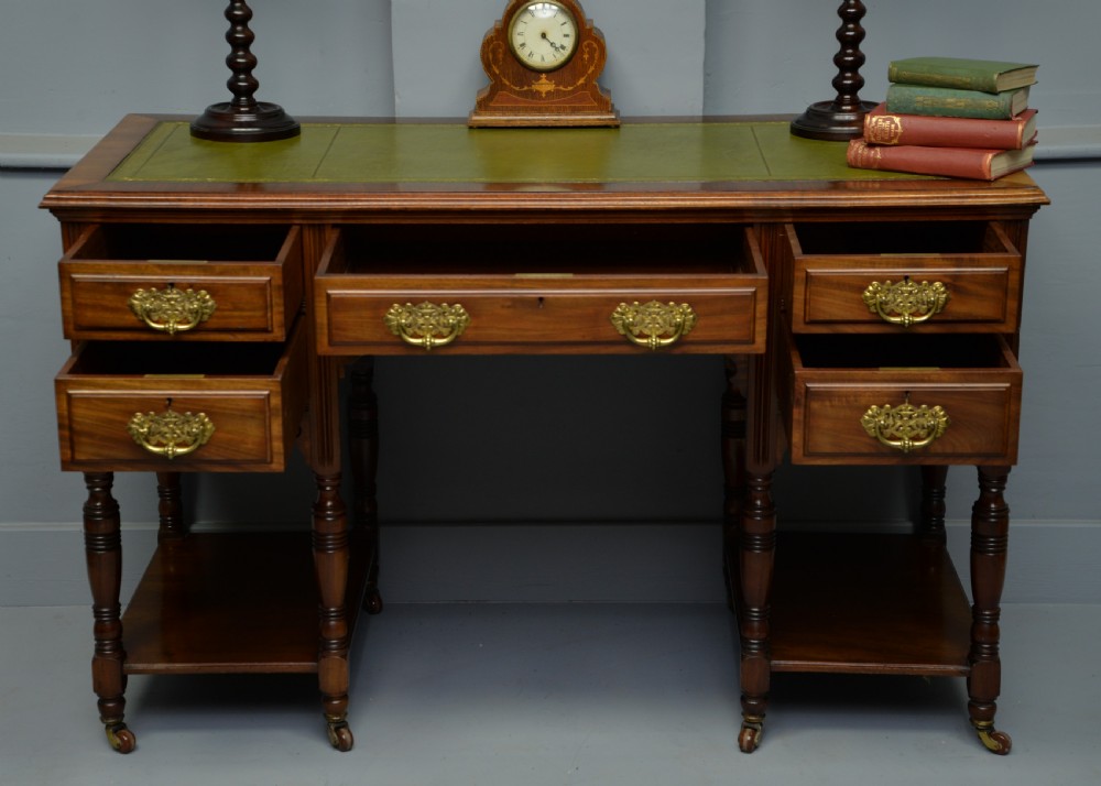 Victorian Maple & Co Mahogany Pedestal Desk  View III