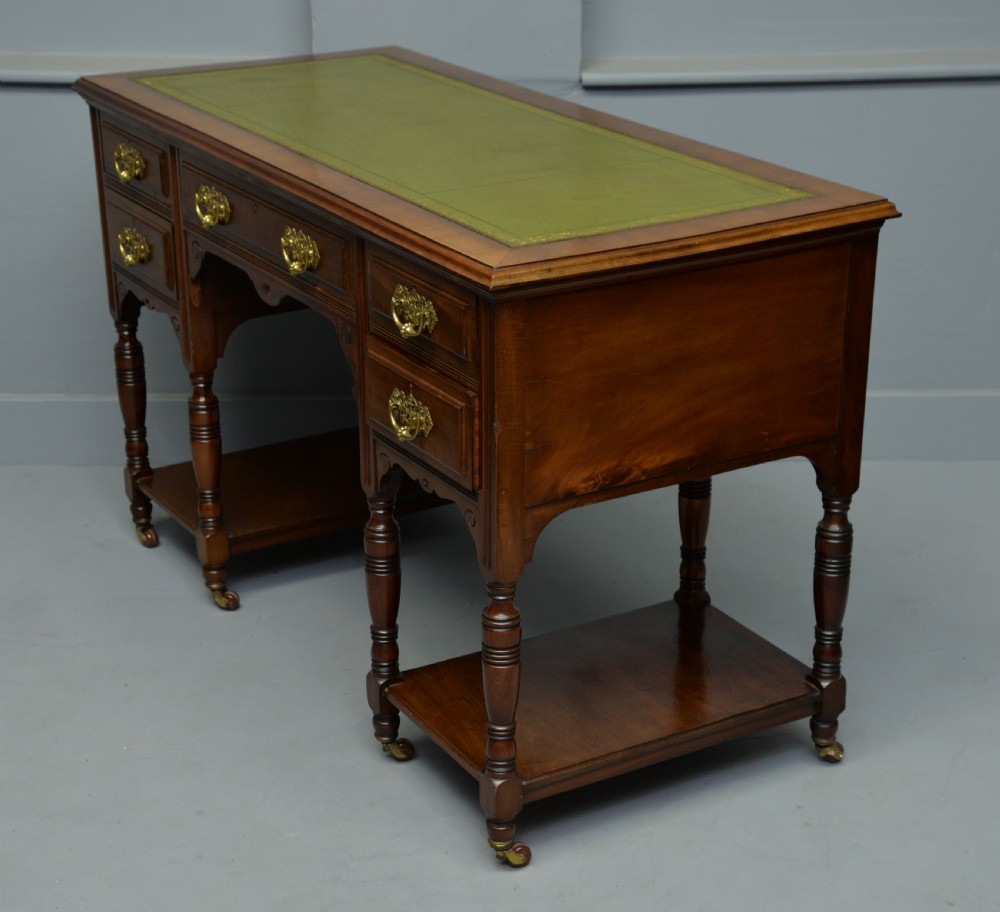 Victorian Maple & Co Mahogany Pedestal Desk  View IX