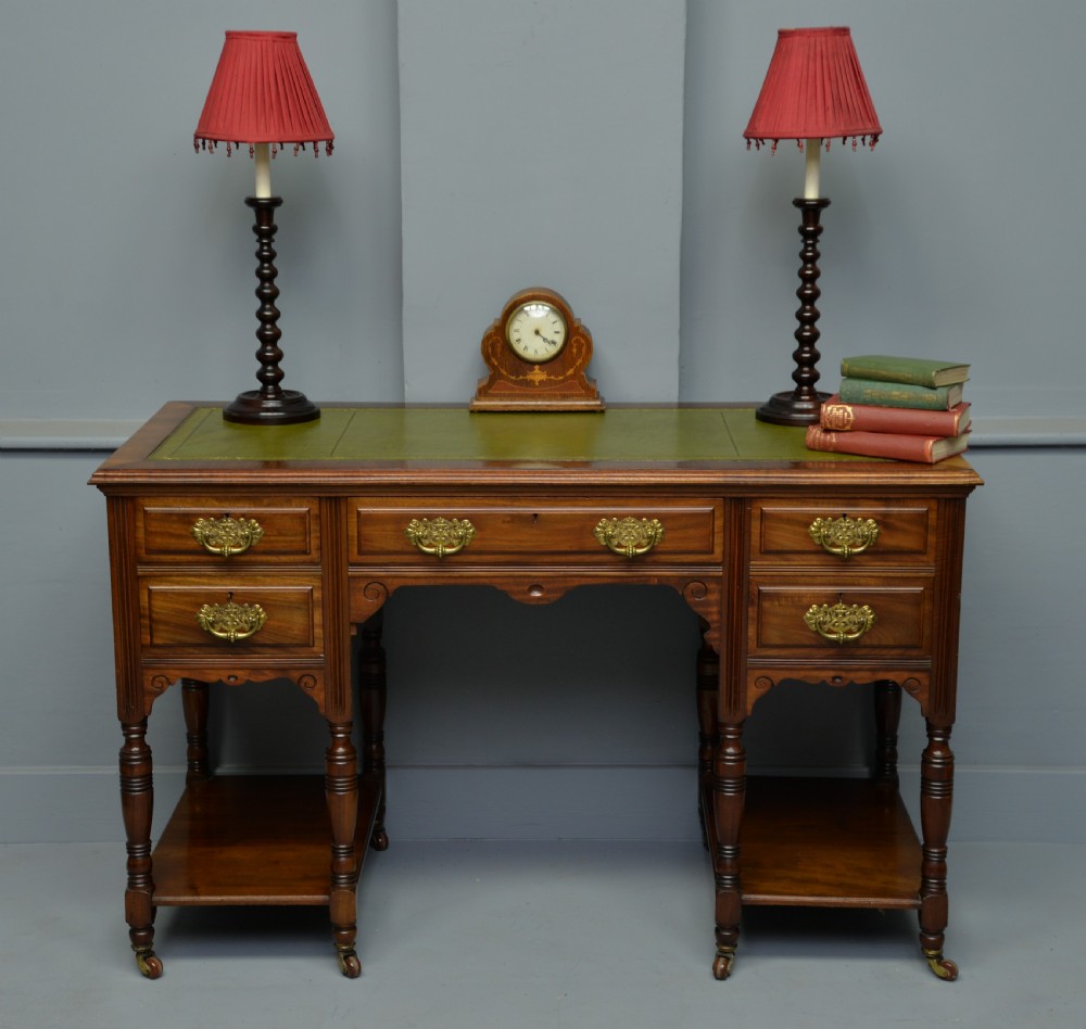 Victorian Maple & Co Mahogany Pedestal Desk  View XI