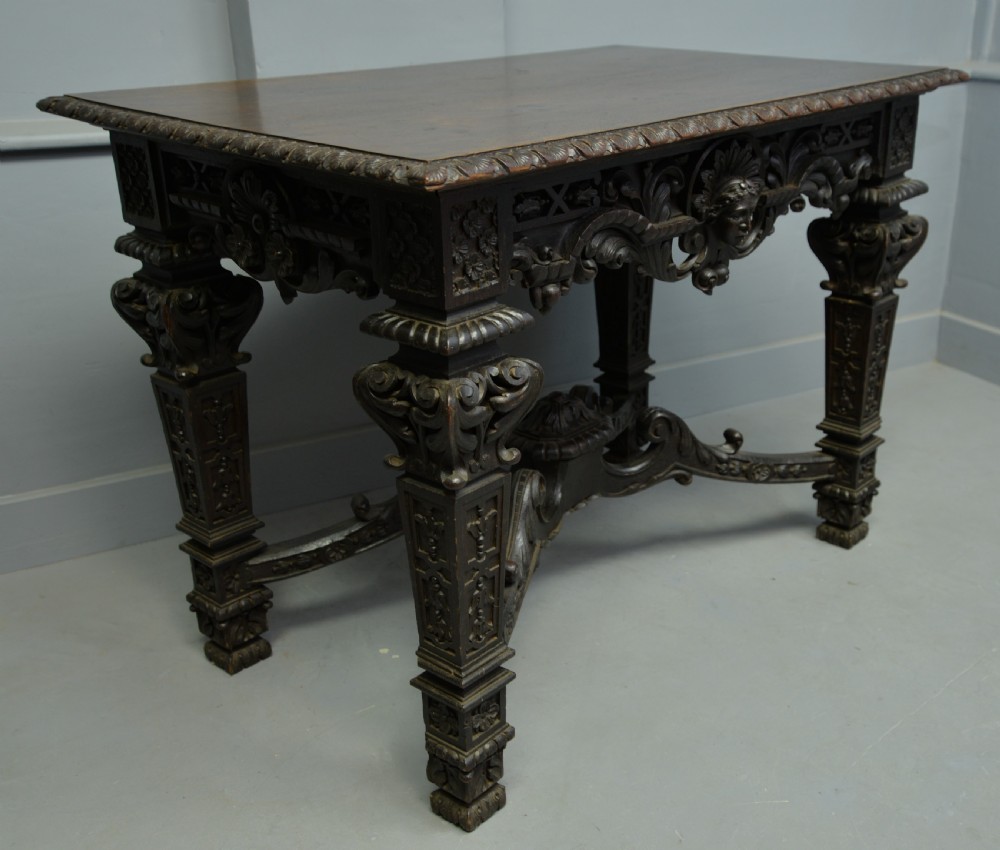 Elaborate Victorian Carved Oak Centre Table View V