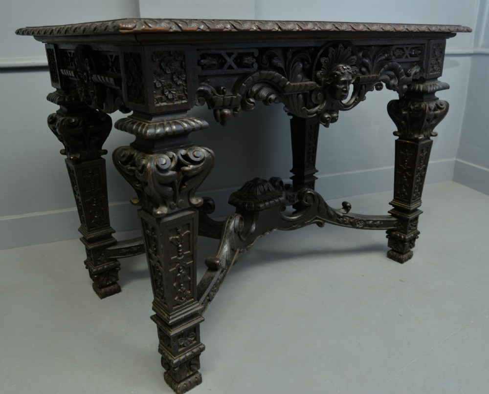 Elaborate Victorian Carved Oak Centre Table View VII