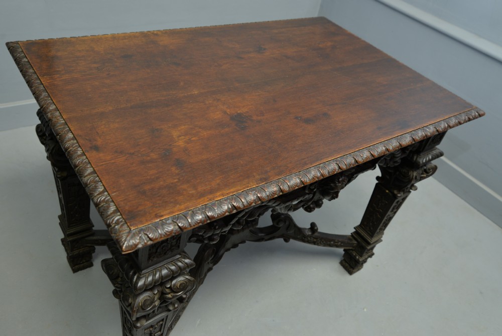 Elaborate Victorian Carved Oak Centre Table View IX