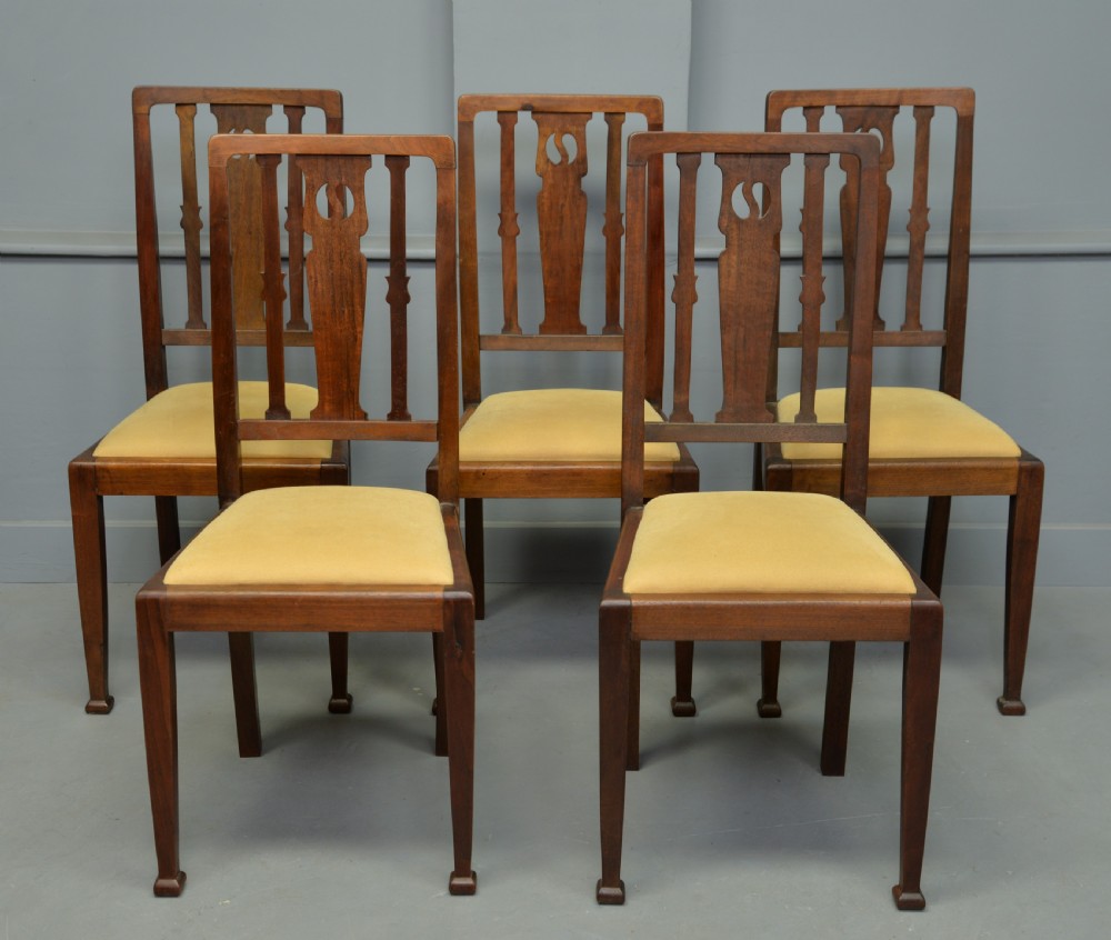 Edwardian Arts & Crafts Set Of Six Mahogany Dining Chairs View II