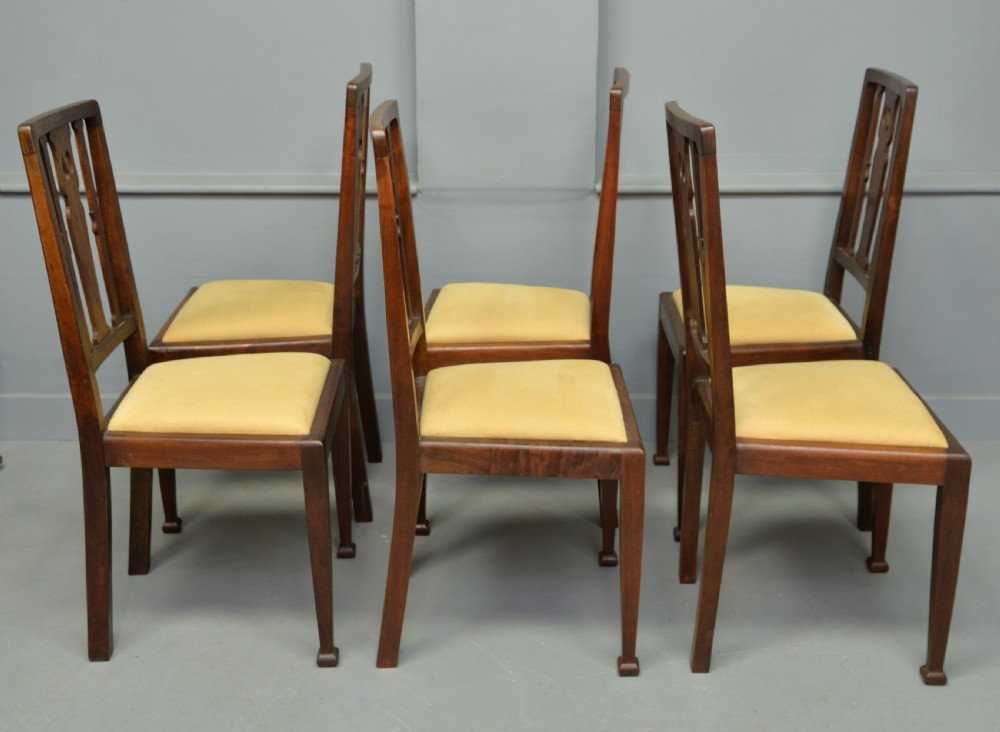 Edwardian Arts & Crafts Set Of Six Mahogany Dining Chairs View VII