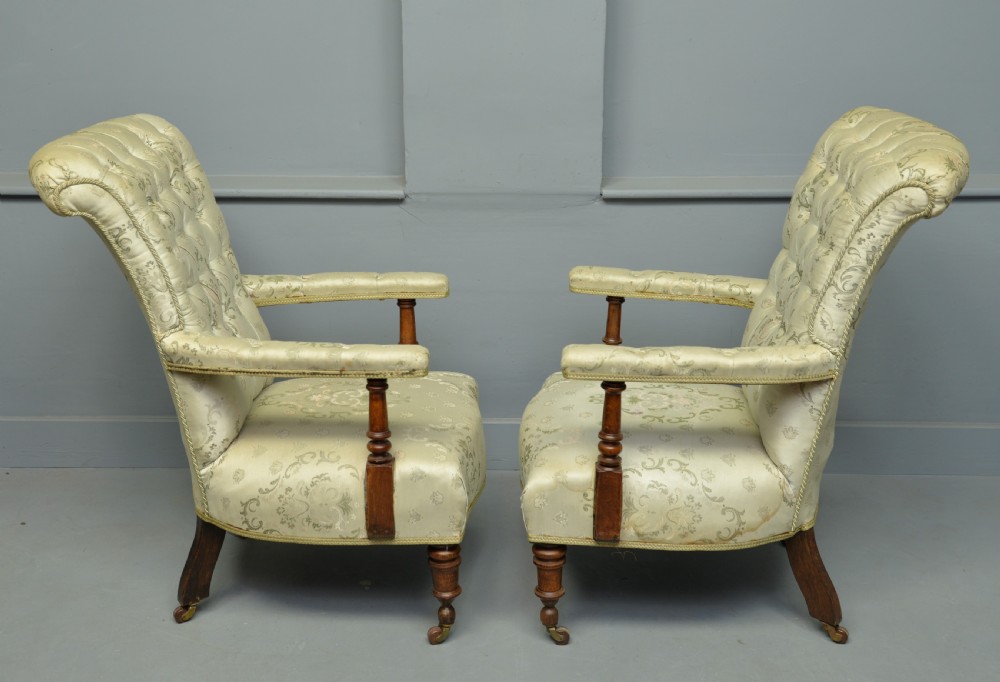 Pair Of Victorian Button-Back Arm-Chairs View II