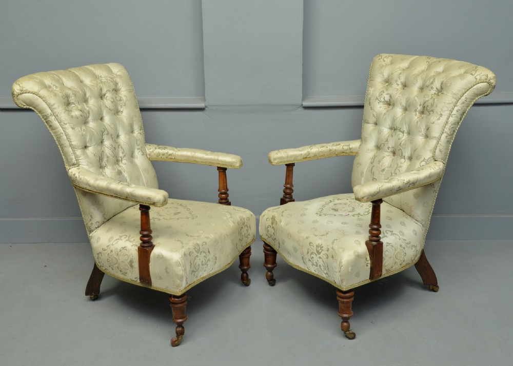 Pair Of Victorian Button-Back Arm-Chairs View III