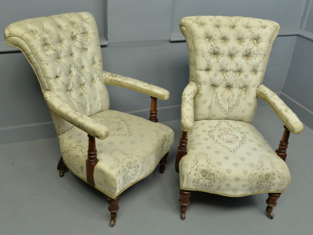 Pair Of Victorian Button-Back Arm-Chairs View VIII