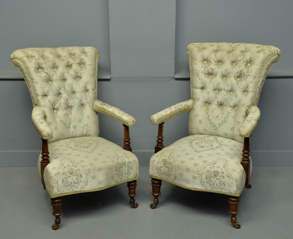 Pair Of Victorian Button-Back Arm-Chairs View X