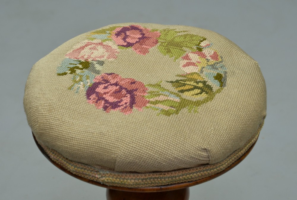 Pretty Victorian Walnut Adjustable Piano Stool View IV