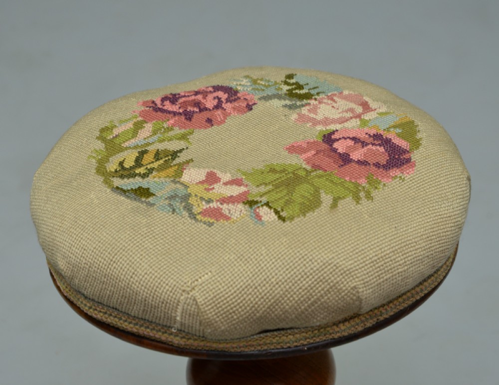 Pretty Victorian Walnut Adjustable Piano Stool View V