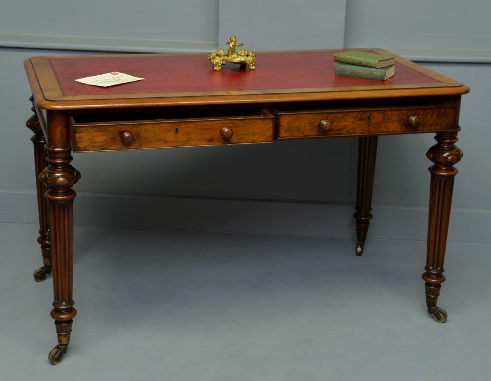 Fine Early Victorian Walnut Writing Table- C Hindley & Sons View VI