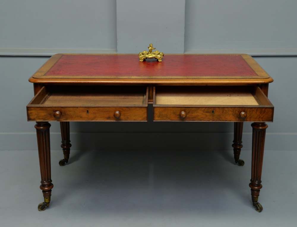Fine Early Victorian Walnut Writing Table- C Hindley & Sons View VII