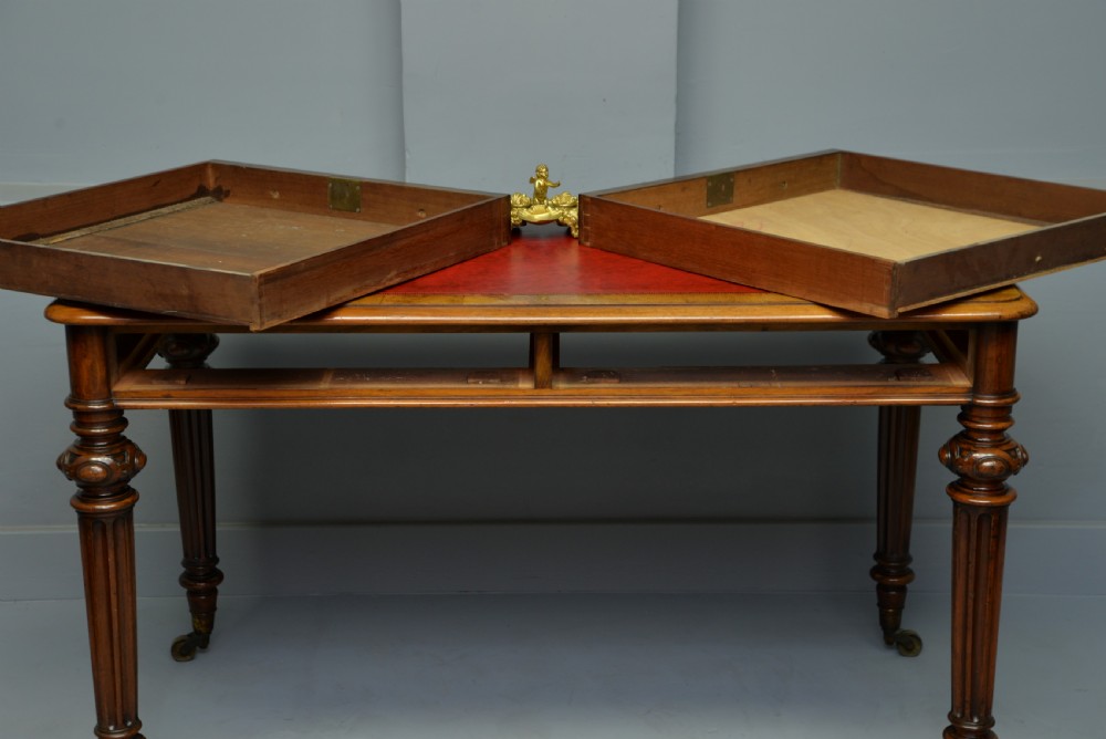 Fine Early Victorian Walnut Writing Table- C Hindley & Sons View VIII