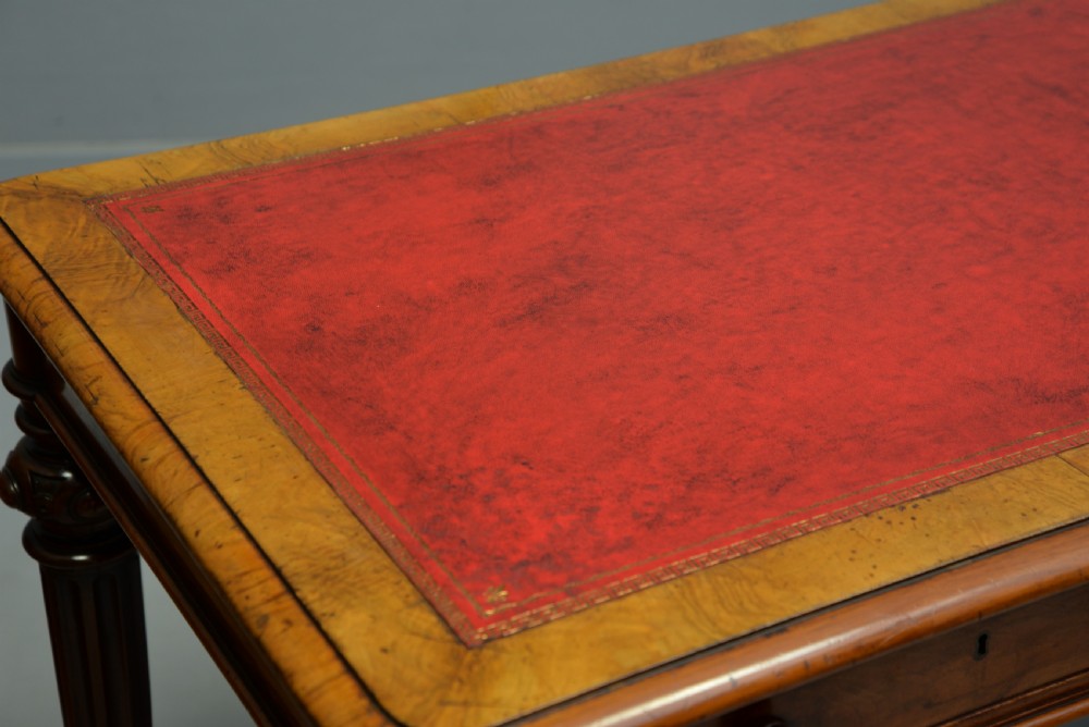 Fine Early Victorian Walnut Writing Table- C Hindley & Sons View XVI