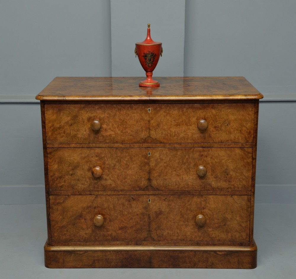 Handsome Victorian Burr Walnut Chest Of Drawers  View II