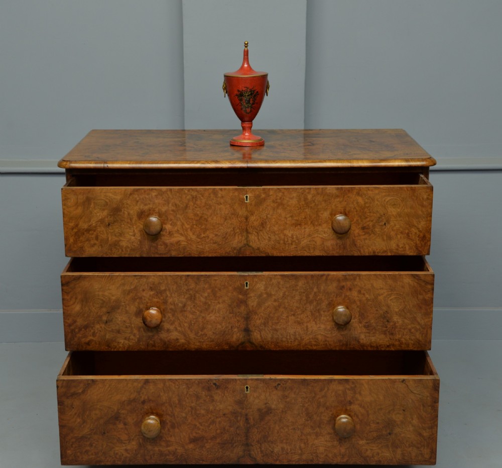 Handsome Victorian Burr Walnut Chest Of Drawers  View III