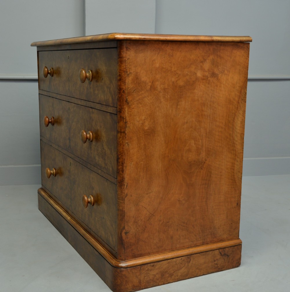 Handsome Victorian Burr Walnut Chest Of Drawers  View XIV