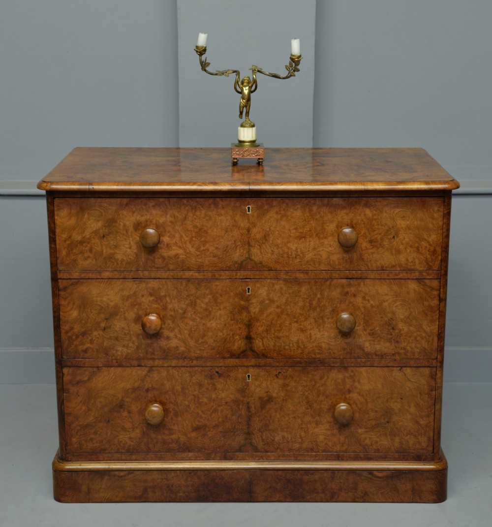 Handsome Victorian Burr Walnut Chest Of Drawers  View XV
