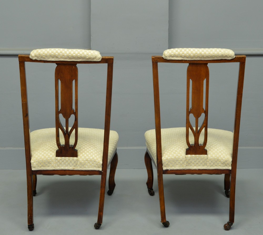 Pretty Pair Of Edwardian Inlaid Mahogany Nursing / Bedroom Chairs View IV