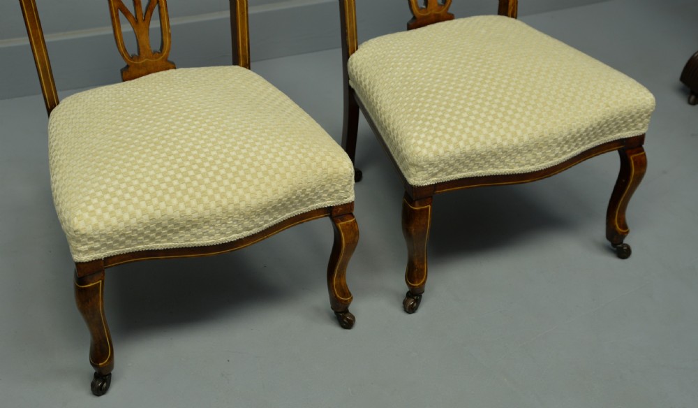 Pretty Pair Of Edwardian Inlaid Mahogany Nursing / Bedroom Chairs View VII