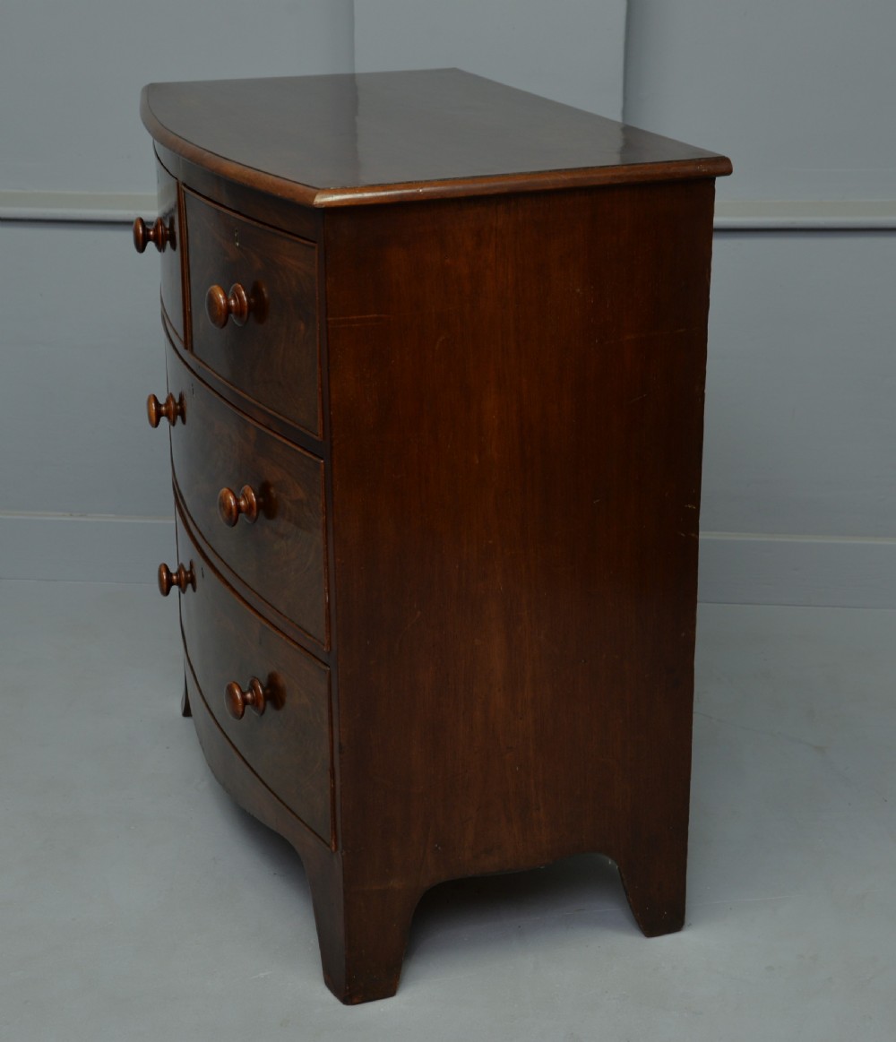 Early Victorian Flame Mahogany Bow-Front Chest Of Drawers  View V