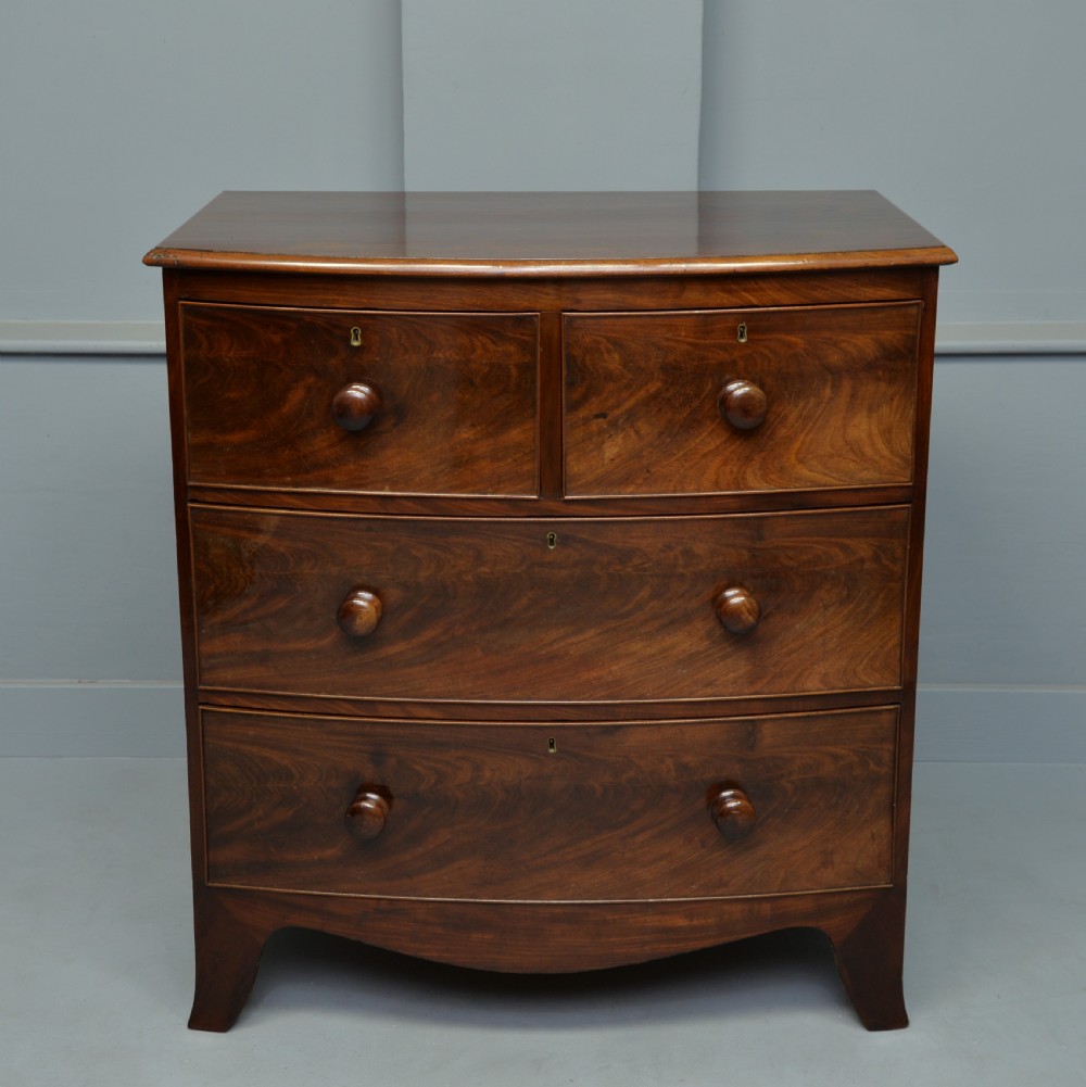 Early Victorian Flame Mahogany Bow-Front Chest Of Drawers  View VIII
