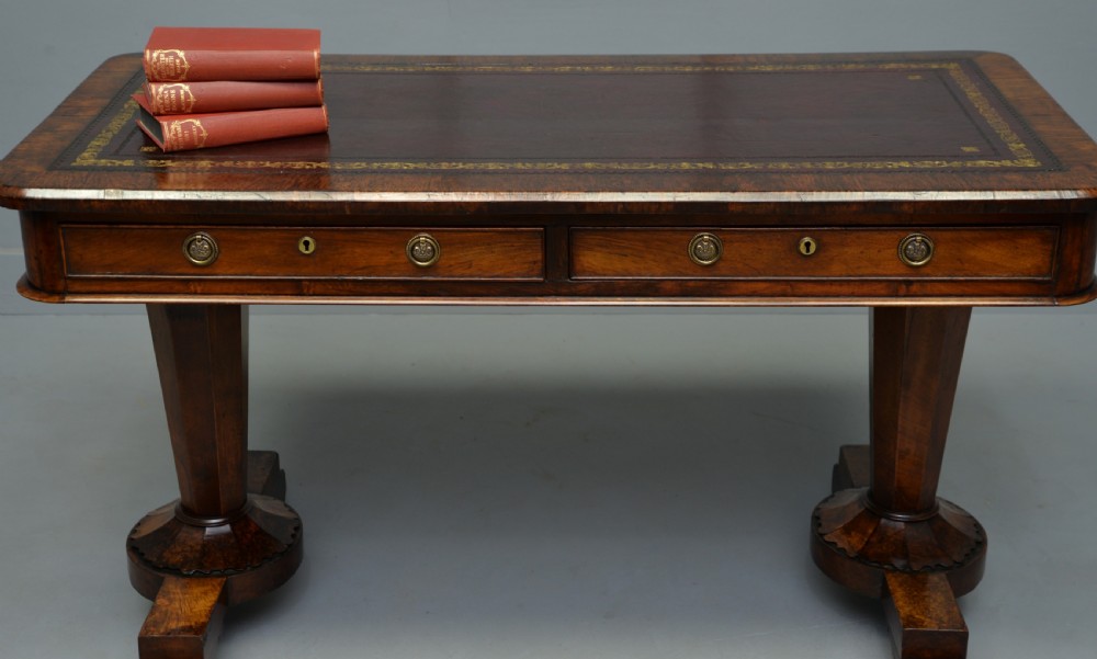 Early Victorian Walnut Writing Table Druce & Co London View II