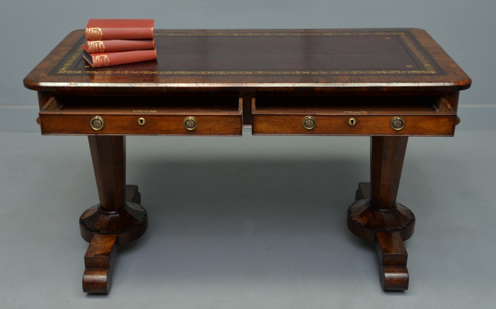 Early Victorian Walnut Writing Table Druce & Co London View III
