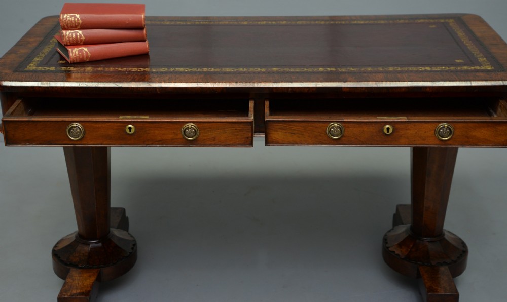 Early Victorian Walnut Writing Table Druce & Co London View IV