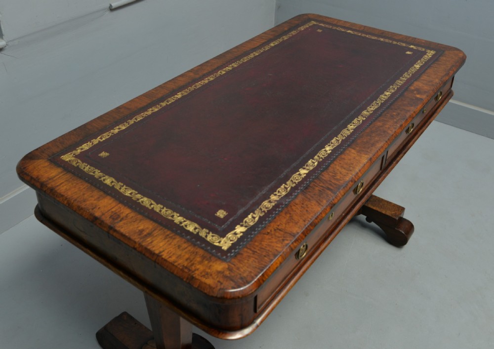 Early Victorian Walnut Writing Table Druce & Co London View IX