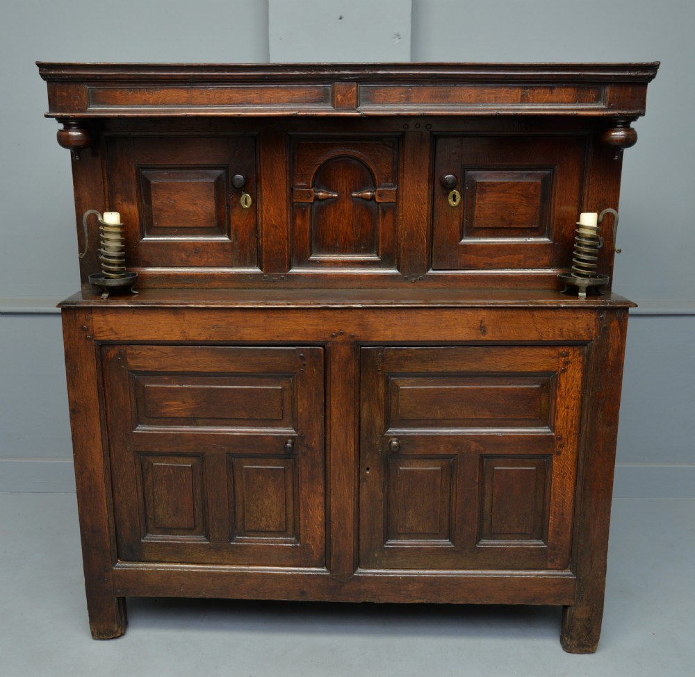 Small Early 18th Century Oak Cwpwrdd Deuddarn Or Two Part Cupboard