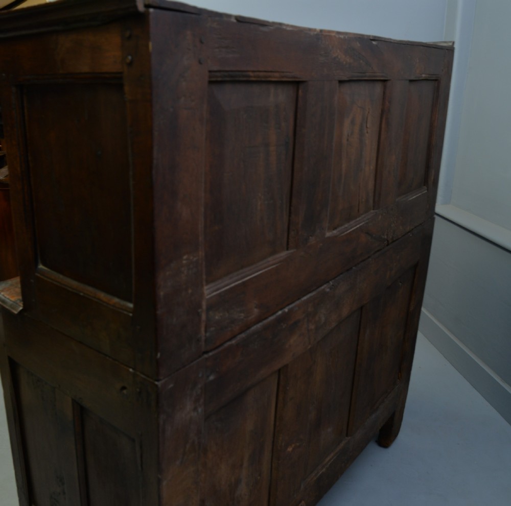 Small Early 18th Century Oak Cwpwrdd Deuddarn Or Two Part Cupboard View XI