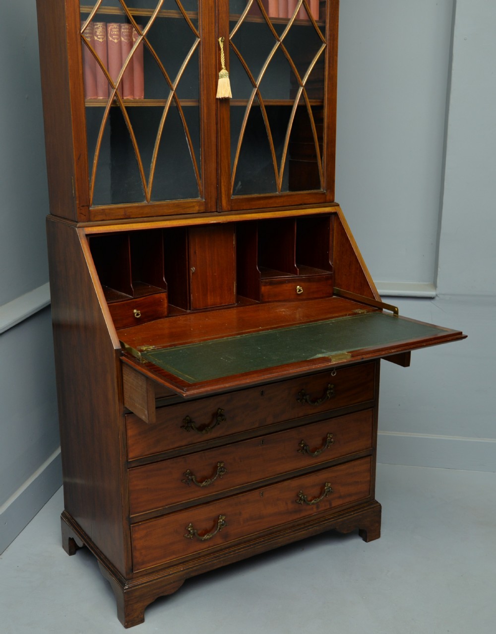 1920s Georgian Revival Mahogany Bureau Bookcase View X