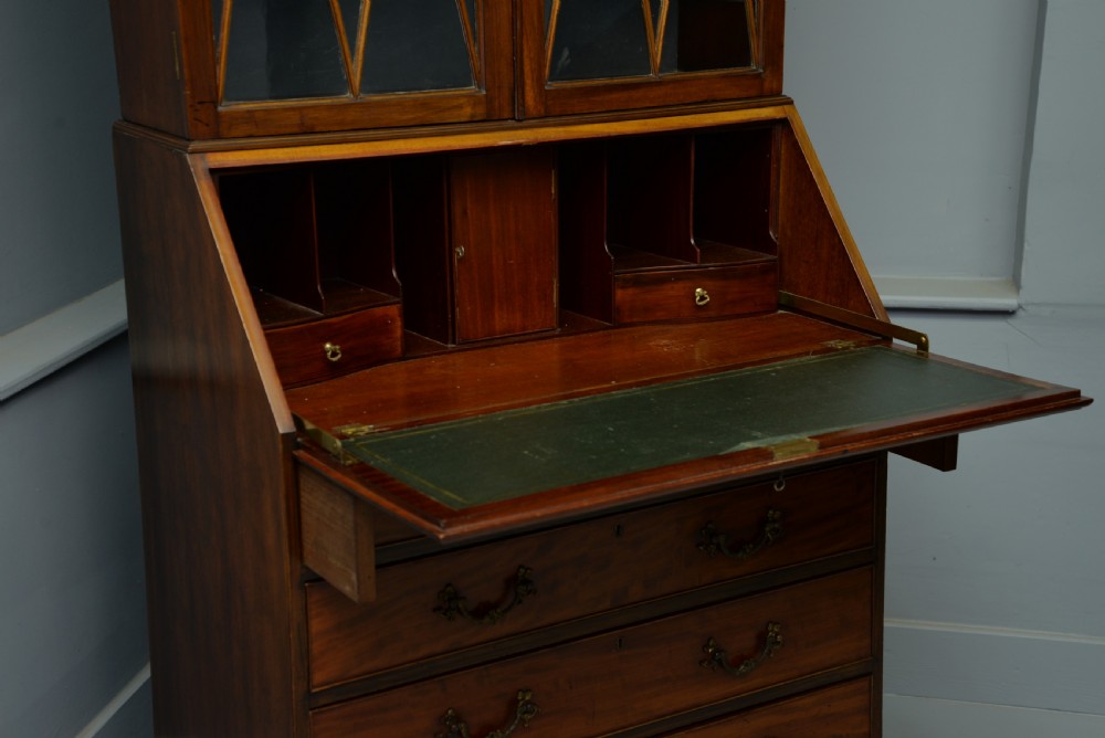 1920s Georgian Revival Mahogany Bureau Bookcase View XI