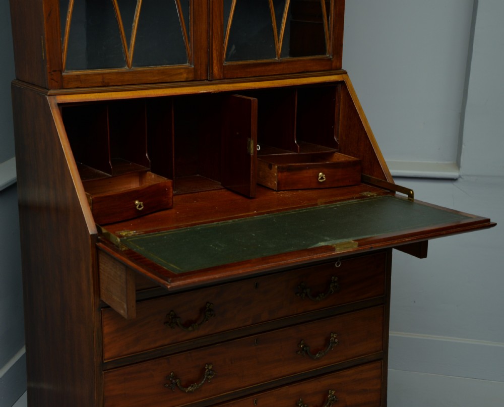 1920s Georgian Revival Mahogany Bureau Bookcase View XII
