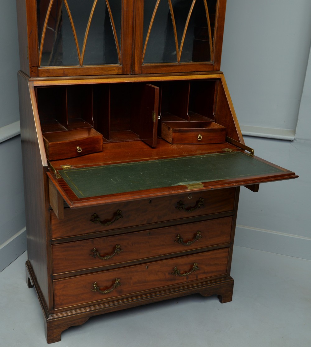 1920s Georgian Revival Mahogany Bureau Bookcase View XIII