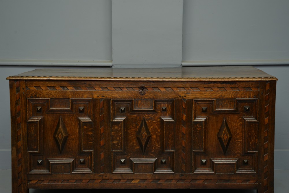 17th Century Geometric Oak Coffer View II