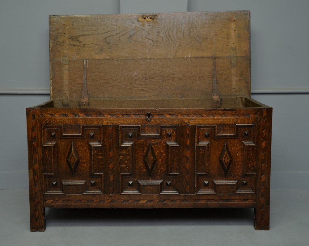 17th Century Geometric Oak Coffer View III