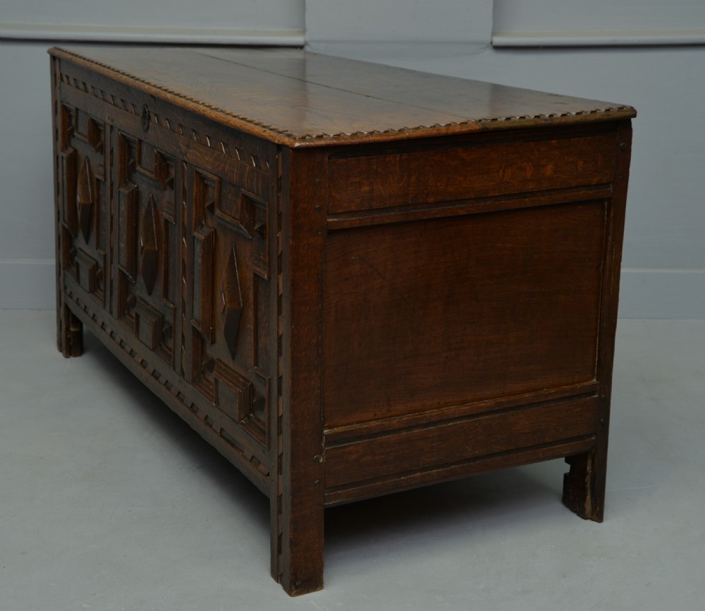 17th Century Geometric Oak Coffer View V
