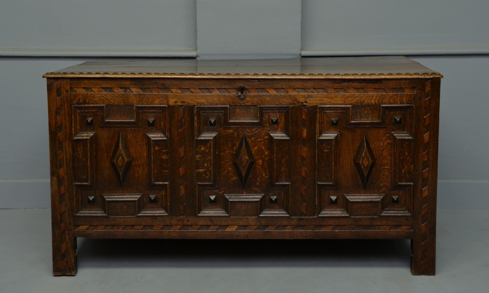 17th Century Geometric Oak Coffer View XI