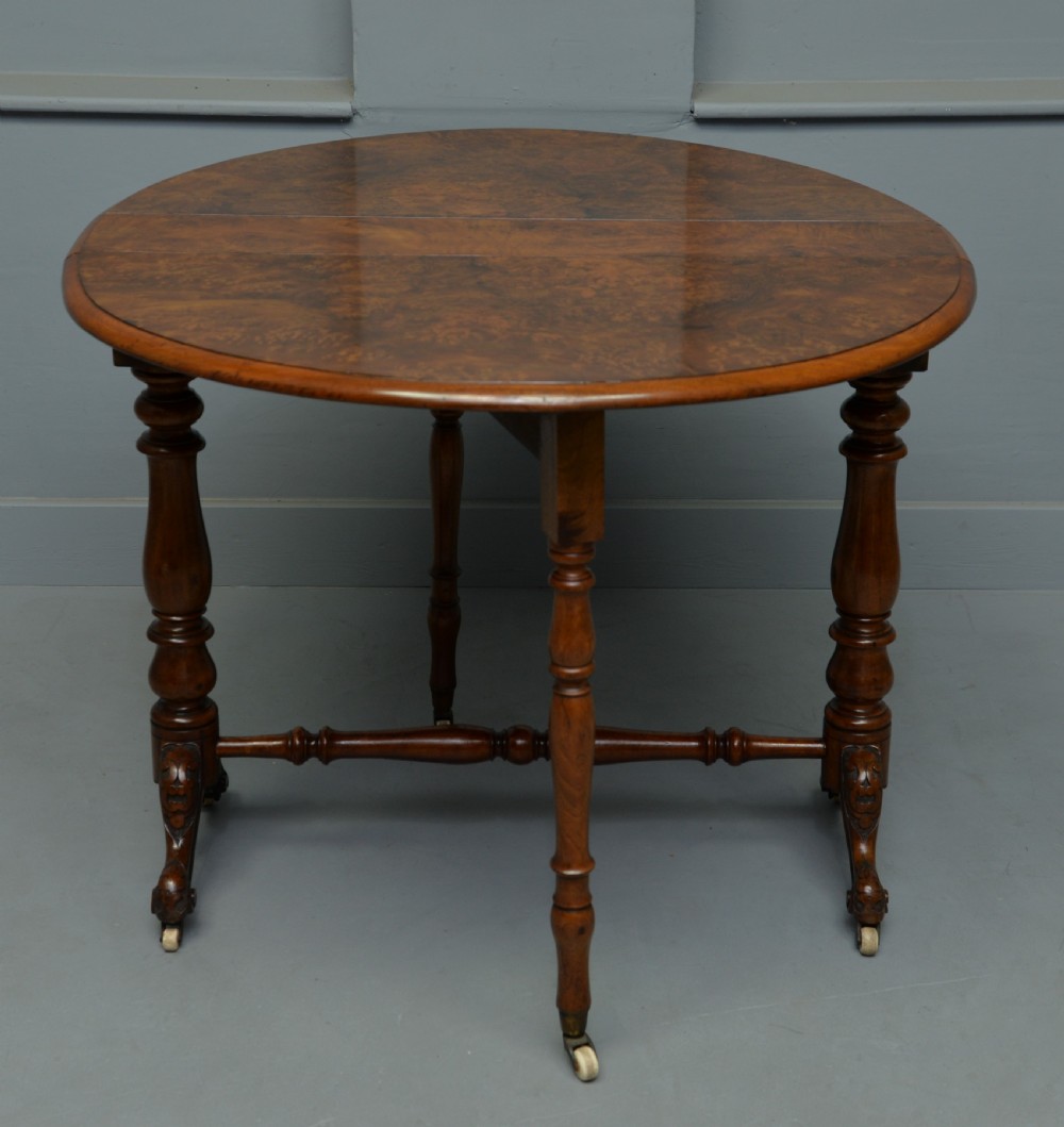 Victorian Burr-Walnut Sutherland / Drop-Leaf Table View III