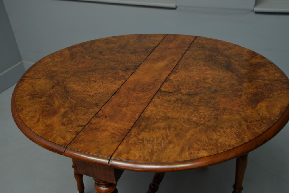 Victorian Burr-Walnut Sutherland / Drop-Leaf Table View VI