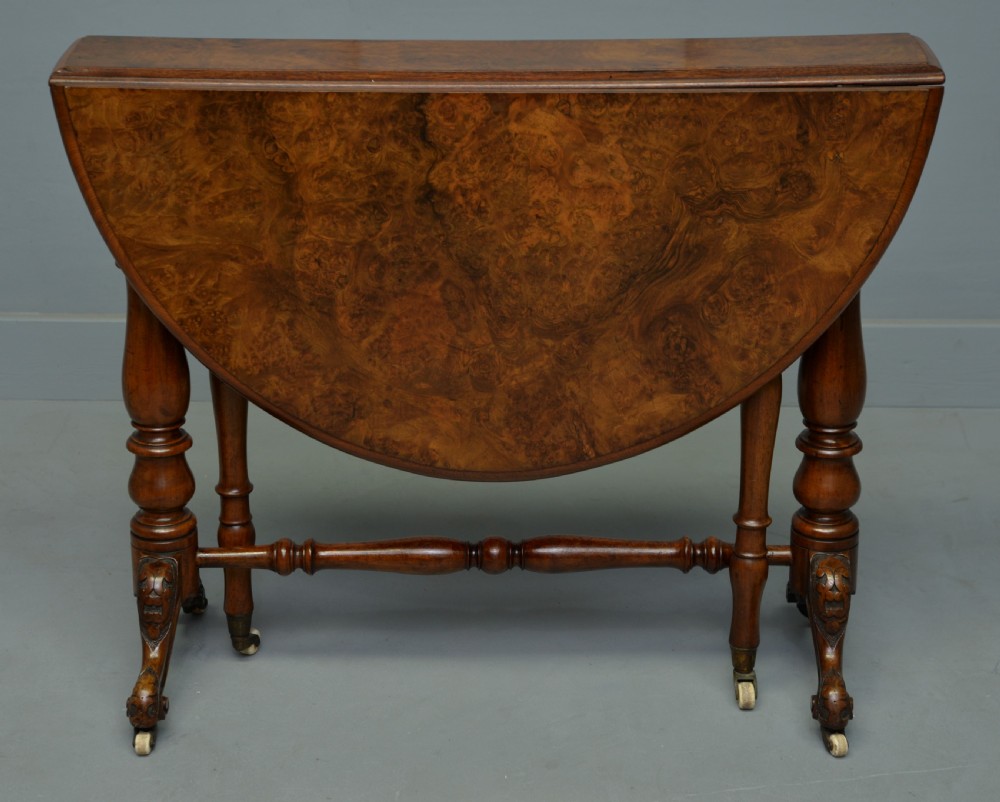 Victorian Burr-Walnut Sutherland / Drop-Leaf Table View IX