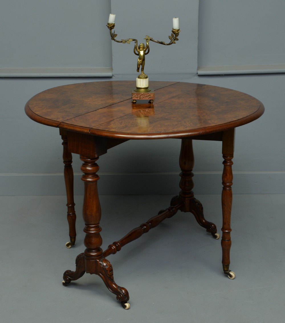 Victorian Burr-Walnut Sutherland / Drop-Leaf Table View XI