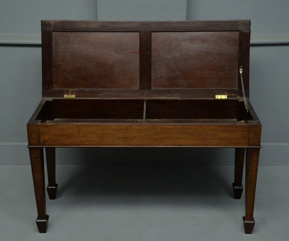 Elegant Edwardian Mahogany Duet Stool View IV