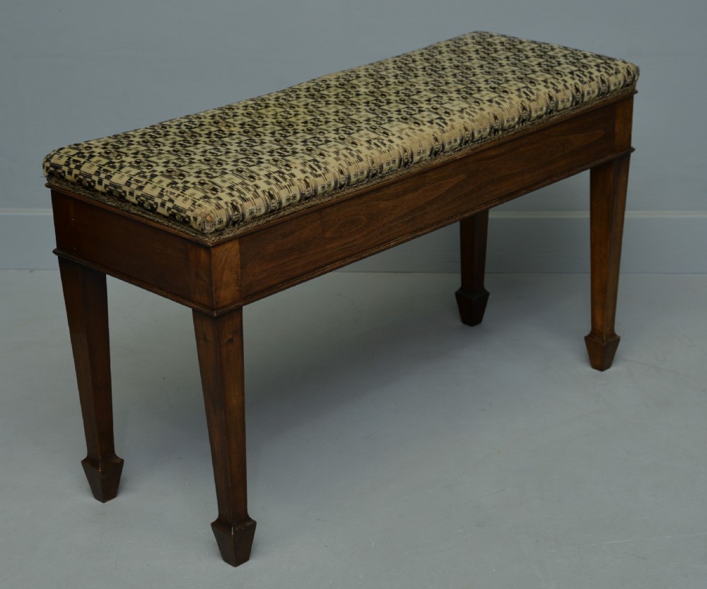 Elegant Edwardian Mahogany Duet Stool View VIII