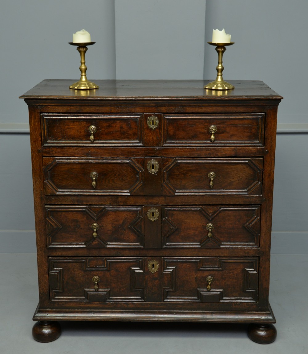 Charles II Oak Geometric Chest Of Drawers C.1680