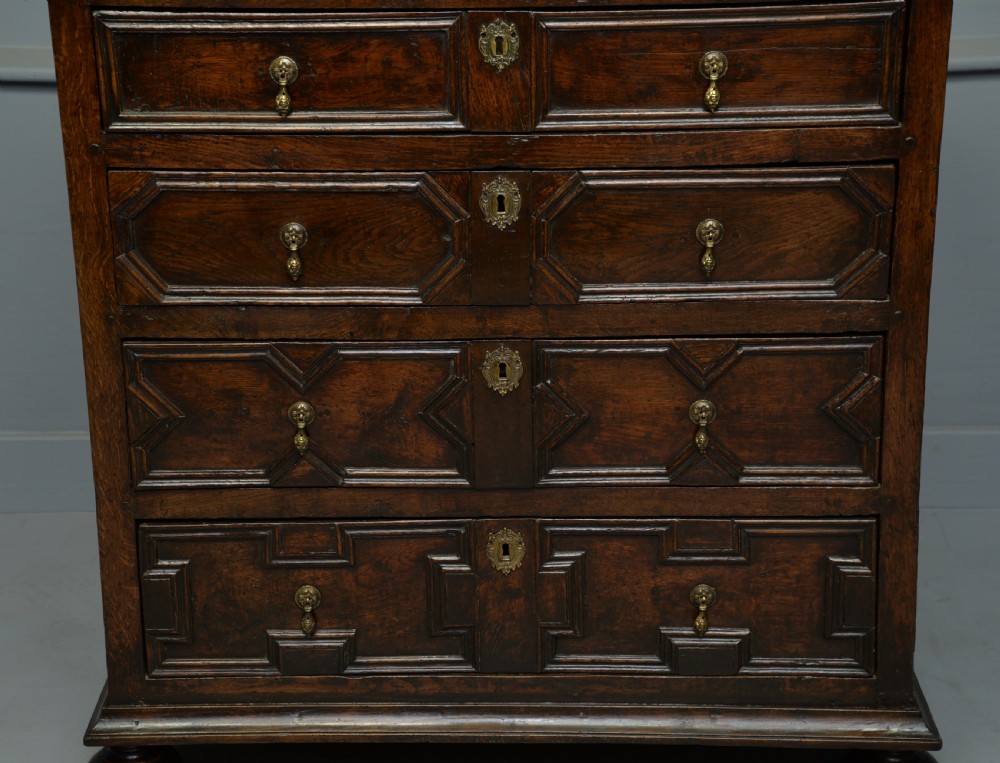 Charles II Oak Geometric Chest Of Drawers C.1680 View IV