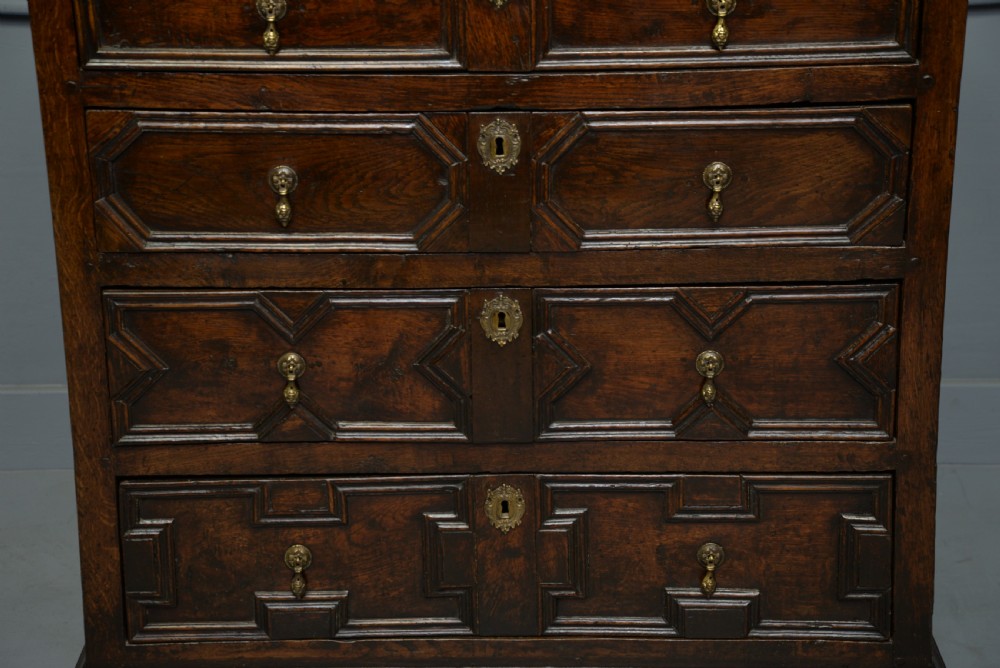 Charles II Oak Geometric Chest Of Drawers C.1680 View V