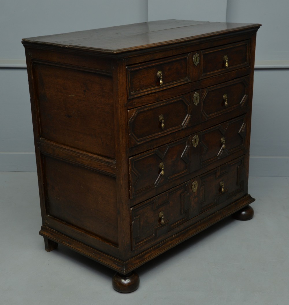 Charles II Oak Geometric Chest Of Drawers C.1680 View VI